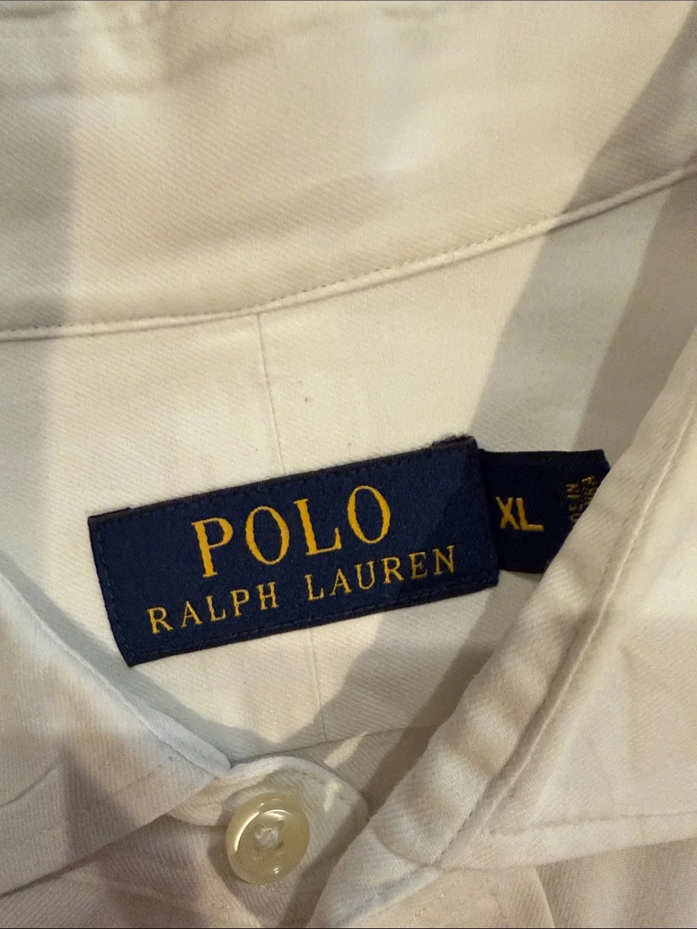 Polo by Ralph Lauren White Long-Sleeve Dress Shirt with Navy Logo